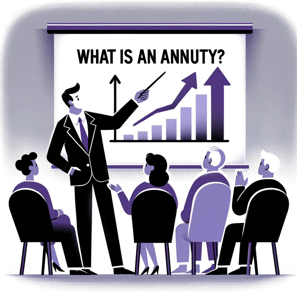 Conceptual image of person teaching the concept of annuities
