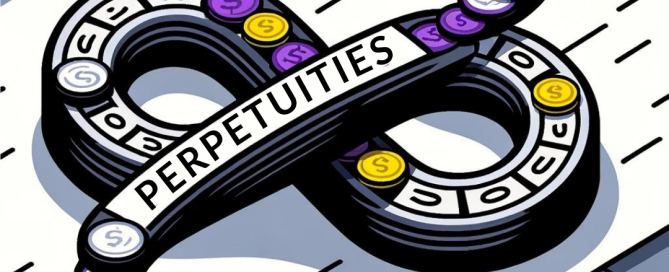 Symbolic depiction of perpetuity, showing an infinite symbol with cash