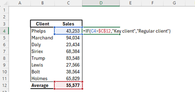 Excel screenshot showing an If Statement being written